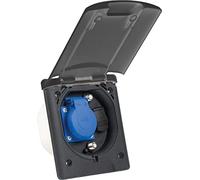 as - Schwabe Multifunctional recessed socket, 1 x 230 V / 16 A earthing contact socket + 2 x satellite sockets + 1 x 12 V DC, with magnetic closure, IP44, made in Germany, anthracite grey, 62475