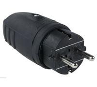 As Schwabe Rubber Plug IP44 Black 230V/ 16A 2.5mm² Schuko Plug Splashproof