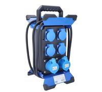 as - Schwabe Stecky 14 Portable CEE Power Distributor, IP44, Made in EU | Mobile power distribution box for outdoor use: CEE plug + 4 earthing contact sockets + 2 CEE sockets, 60869
