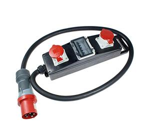 as - Schwabe Stromverteiler Vollgummi-Steckdosenleiste S20+ - Baustellen-Leiste mit 5-poligem CEE-Stecker 400 V, 63 A auf 2 x 5-poliger CEE-Steckdosen 400 V, 32 A - IP44 - Made in Germany I 60807