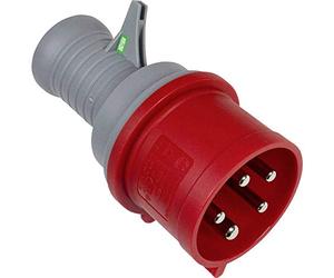 as - Schwabe Three-phase test plug, 400 V, 32 A, 5-pin, 6 h, three-phase socket tester, high current tester, diagnostic plug, IP44, red, 61478