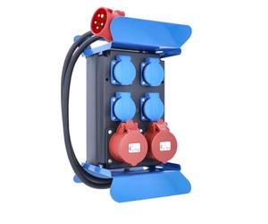 as - Schwabe Tragbarer CEE-Stromverteiler STECKY 1 - CEE-Stecker + 4 Schuko-Dosen + 2 CEE-Buchsen - Mobiler Stromverteilerkasten - Verteilerdose für den Außenbereich - IP44 - Made in Germany I 60504