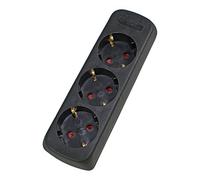 As - Schwabe Triple Socket Strip for Wall Mounting Suitable, Screw on, without Cable, Black, 11732