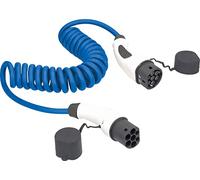 as - Schwabe Type 2 Spiral Charging Cable for Hybrid & Electric Cars 22 kW / 1-5 m / 32 A / 400 V - E-Car EV/PHEV Mode 3 Spiral Charging Cable 3-Phase - with Bag - Weather Resistant - Blue, 65123