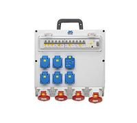 as - Schwabe Wall Distributor Ready for Connection - Output 5X Schuko, 3X CEE (400V/16A/5-pin), 1x CEE (400V/32A/5-pin), 2X USB - Construction Power Distributor NYM-J up to 5x10 - Distribution Box