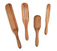 As Seen on TV, Mad Hungry Spurtle 4pc Set, Acacia Premium Wood Finish, Cooking Utensils For Non Stick Cookware, Baking, Whisking, Smashing, Scooping, Spreading, Serving and More.