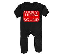 As seen on Ultrasound TV Schedule Parody Baby Romper Jumpsuit with feet, 0-3 Months, Black