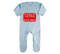 As seen on Ultrasound TV Schedule Parody Baby Romper Jumpsuit with feet, 0-3 Months, Pastel Blue