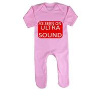 As seen on Ultrasound TV Schedule Parody Baby Romper Jumpsuit with feet, 0-3 Months, Pastel Pink