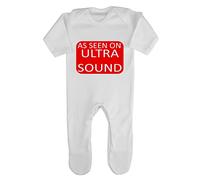 As seen on Ultrasound TV Schedule Parody Baby Romper Jumpsuit with feet, 3-6 Months, White