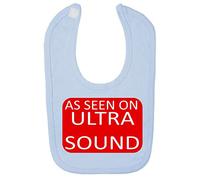 As seen on Ultrasound TV Schedule Parody Cotton Baby bib - Pastel Blue