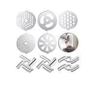 (As show, 6 pcs) #5 Stainless Steel Meat Grinder Chopper Cross Knife Perforated Plate 5mm/7mm Set