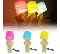 (As show, Black) Naughty Boy Mr.p A Little Shy Man Creative Lamp Small Night Light Desk Lights Home Decoration Nice Gift,100% New