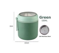 (As show, Green710ml) 530ml/710ml Food Thermal Jar Insulated Soup Cup Thermos Containers Stainless Steel Lunch Box Thermo Keep Hot for School Children