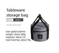 (As show, Khaki-M) Bearing 7kg Oxford Cloth Picnic Bag Cylindrical 9/14L Pot Storage Bucket Waterproof Tableware Sets Handbag Gas Cylinder