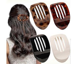 (As show, Matte) 4 Pcs Flat Clips, Round Lay Down Clips For Women Girls, French Hold Barrettes For Thick Thin Hair,comfortable Curved Flat C
