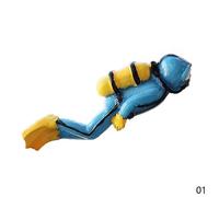 (As show, Navy Blue) Aquarium Decoration Resin Floating Diver Fish Tank Floating Decoration Under the Water Set Underwater World Small Floating Ball