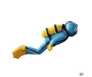 (As show, Navy Blue) Aquarium Decoration Resin Floating Diver Fish Tank Floating Decoration Under the Water Set Underwater World Small Floating Ball