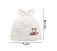 (As show, One size) 0-6 Months Baby Cute Ears Hat Soft Cotton Bonnet Caps Headwear Infant Solid Color Bonnet Hospital Hat Night Wear Gifts 1#