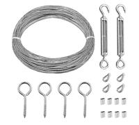 (As show, One size) 1/16Inch Turnbuckle Wire Tensioner Kit Heavy Turnbuckle Cable Railing Kit 65Ft Wire Rope, Hook and