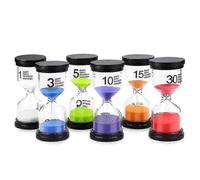 (As show, One size) 1/3/5/10/15/30min Sand Clock Sandglass Hourglass Timer 6 Pcs/set