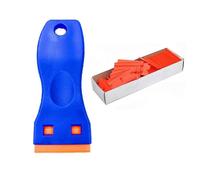 (As show, One size) 1 Mini Plastic Scraper with 100 Plastic Blades, Plastic Scraper, Adhesive Residue Remover for Removing Window Stickers Car Decals, Label Remover