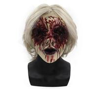 (As show, One size) 1 Pack Halloween Horror White-Haired Witch Mask, Scary Props White-Haired Female Ghost, Granny Zombie Old Man Mask, Suitable for Horror Theme Party De