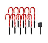 (As show, One size) 1 Pc 10 Lights Candy Cane Shape Design Led Decorative Solar Outdoor Yard Lights