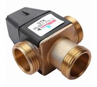 (As show, One size) 1 Pcs 3 Way Dn25 External Thread Brass Thermostatic Mixing Valve Solar Water Heater Thermostatic Valve