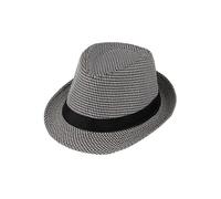 (As show, One size) 1 piece of Panama solid color jazz hat sun hat for male and female couples British children's sun hat (Houndstooth-black coffee)