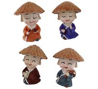 (As show, One size) 1 Set of 4 Pcs Resin Buddhas Ornament Little Monks Figurine Buddha Statues