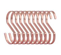 (As show, One size) 10-Pack 4 Inch Rose Gold Chrome Steel Hanging Flat Hooks - S Shaped Hook Heavy-Duty S Hooks, for Ki