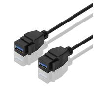 (As show, One size) 10-PACK Keystone USB 3.0 Cable Connector Black Color Insert Coupler Slot Female To Female Extender 0.2M