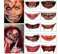 (As show, One size) 10 Sheets Halloween Tattoo Stickers, Realistic Terror Fake Bloody Wound Stitch Face Chest Scar Scab Waterproof for Halloween Masquerade Prank Makeup P