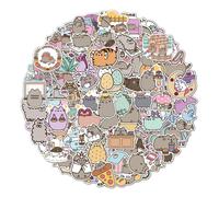 (As show, One size) 100 Pack Laptop And Cat Stickers6-8cm Nature Cute Cartoon Pattern Graffiti Waterproof Mobile Phone Skateboard Bicycle Kids Toys