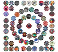 (As show, One size) 100 Pcs Printed Mosaic Tiles Glass Cabochons Flat Back Half Round Marbles Dome Tiles for Craft Project DIY Supplies