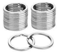 (As show, One size) 100 Pieces Flat Key Chains 1.2 Inch, 304 Stainless Steel Metal Keychain Ring Split Key Ring Flat Ring for Home Car Office Key Attachment
