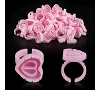 (As show, One size) 100PCS Glue Rings Lash Rings for Glue Glue Rings for Eyelash Extensions Eyelash Glue Holder Lash Glue Rings Smart Glue Cups (Pink)