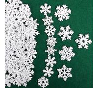 (As show, One size) 100pcs Snowflakes Christmas Decorations Hanging Ornament Xmas Tree Window Decorations for Wedding DIY Crafts - White
