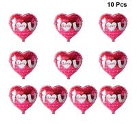 (As show, One size) 10pcs 18 Inches Love Heart Design Balloons Creative Letter Printing Aluminum Foil Balloon Valentines Day Photo Props Party Supplies Decorations