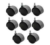 (As show, One size) 10pcs 2 Inch M8 Screw Silent Office Chair Caster Universal Wheel Swivel Plastic Swivel Roller Wheel Furniture Replacement (black)