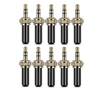 (As show, One size) 10Pcs 3.5mm Plugs Connector Mini 3.5mm Screw Lock Stereo Jack Plug for for Wireless Microphone Cable