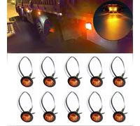 (As show, One size) 10Pcs 3LED small round light truck side light trailer pickup truck DOT turn tail light 3/4 inch MK-009 (yellow light)