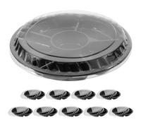 (As show, One size) 10pcs Disposable Appetizer Tray with Lid Disposable 6 Compartment Round Fruit Veggie Serving Tray