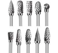 (As show, One size) 10pcs Double Cut Tungsten Carbide Shank Burrs 1/8 Rotary Burr Kit 6mm Sharpening Head