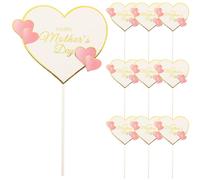(As show, One size) 10pcs Happy Mother's Day Cake Decors Cupcake Picks Cake Decoration Party Favors