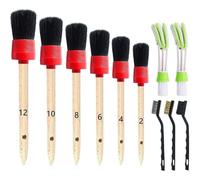 (As show, One size) 11 Pieces Auto Detailing Brush Set for Cleaning Wheels, Interior, Exterior, Leather, Including 6 pcs Premium Detail Brush (Black), 3 pcs Wire Brush an