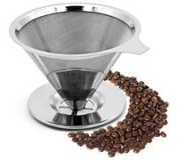 (As show, One size) 12.4cm Permanent Coffee Filter (600 Mesh), Reusable Stainless Steel Coffee Filters, Portable Coffee Filter Holder, Paperless Coffee Filter Holder with