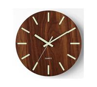 (As show, One size) 12 Inch Illuminated Wall Clock Silent Tickless Wooden Design Glow in the Dark Clock for Living Room and Bedroom - Scale