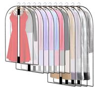 (As show, One size) 12 Pack Breathable Clothes Covers with Zip, Hanging Garment Covers Bags Dress Bag Covers Moth-Proof Mens Suit Storage Bag Dust Cover for Wardrobe Stor